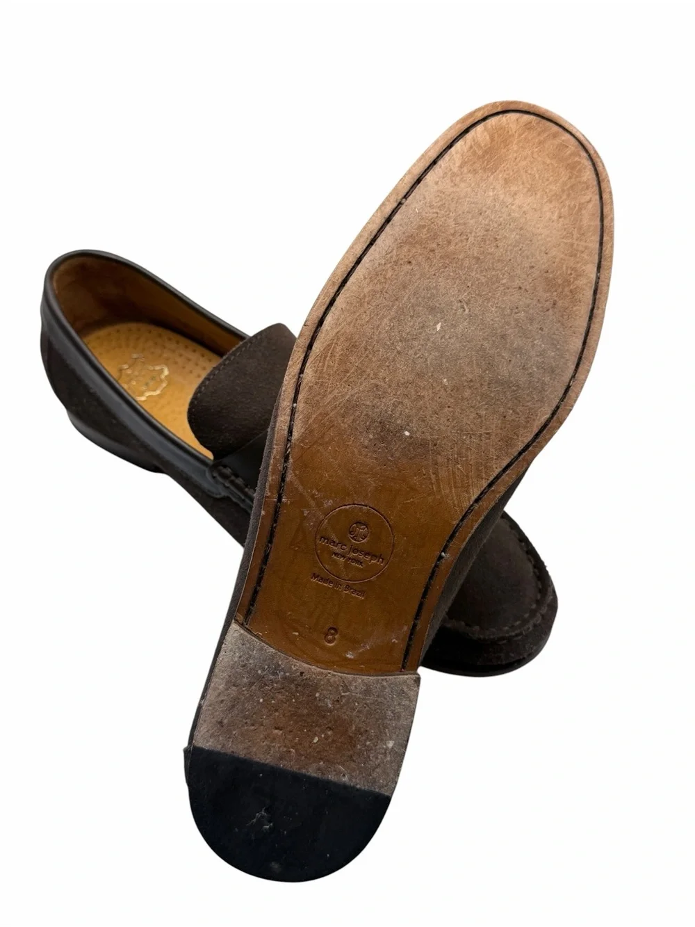 Marc Joseph New York Brown Suede Penny Loafers Men’s Size 8 Made in Brazil